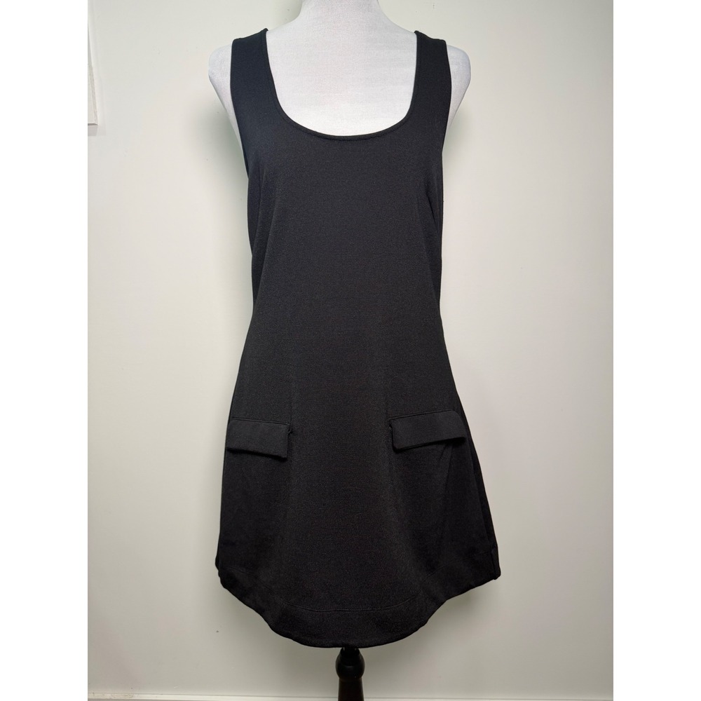 Maeve Anthropologie Black Scoop Neck Mini Shift Dress Pockets OB1977911 Womens M
